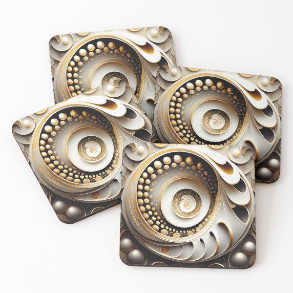 Item preview, Abstract Spiral  White and Gold 173 designed and sold by Vicky Brago-Mitchell®.