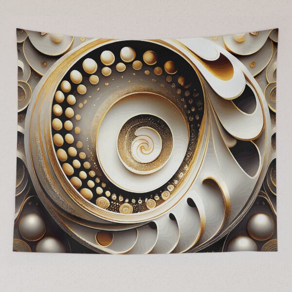 Item preview, Abstract Spiral  White and Gold 173 designed and sold by Vicky Brago-Mitchell®.