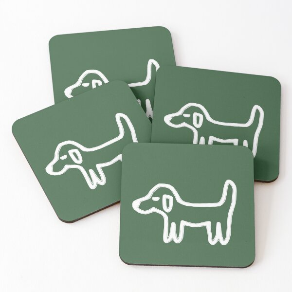Item preview, Minimal Dog with White Outline on Moss Green – Reduced Line Dog designed and sold by Vision Illustrated.