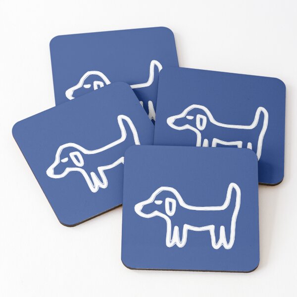 Item preview, Minimal Dog with White Outline on Blue – Reduced Line Dog designed and sold by Vision Illustrated.