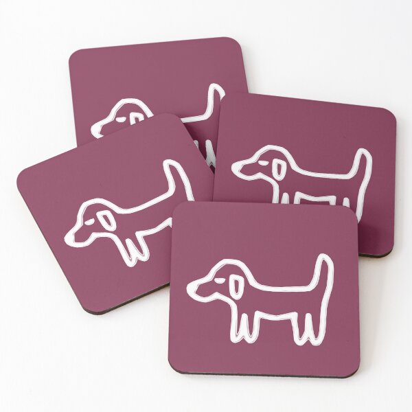 Item preview, Minimal Dog with White Outline on Berry Red – Reduced Line Dog designed and sold by Vision Illustrated.
