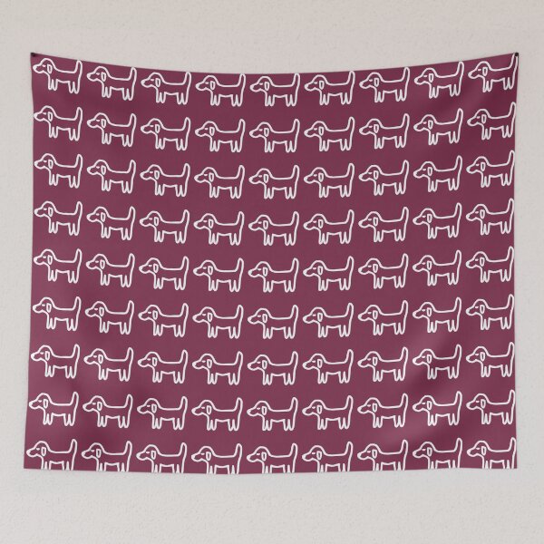 Item preview, Minimal Dog with White Outline on Berry Red – Reduced Line Dog designed and sold by Vision Illustrated.