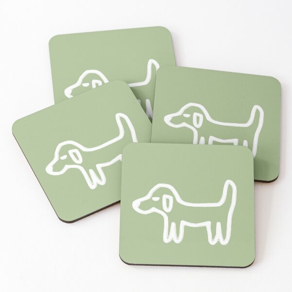 Item preview, Minimal Dog with White Outline on Pale Olive Green – Reduced Line Dog designed and sold by Vision Illustrated.