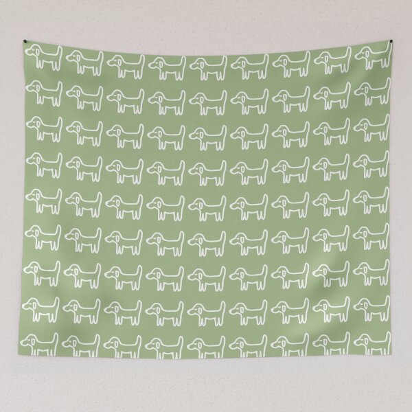 Item preview, Minimal Dog with White Outline on Pale Olive Green – Reduced Line Dog designed and sold by Vision Illustrated.