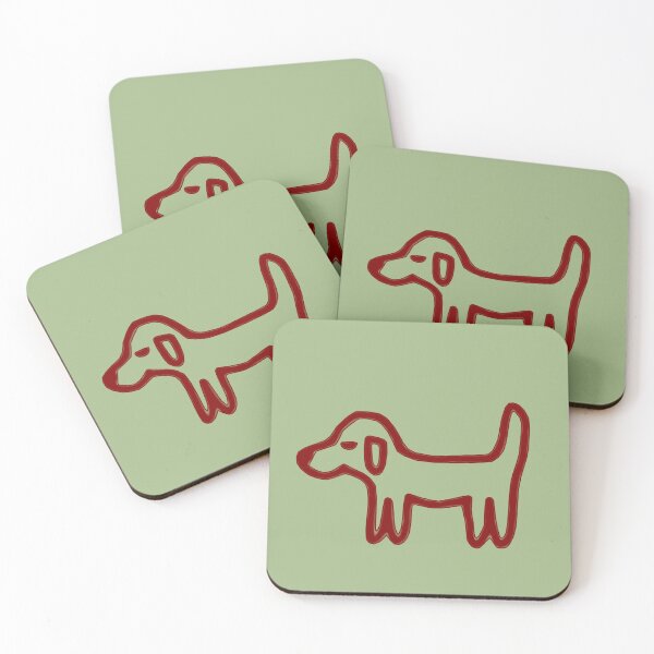 Item preview, Minimal Dog with reddish-brown outline on pale olive green – Reduced line dog designed and sold by Vision Illustrated.