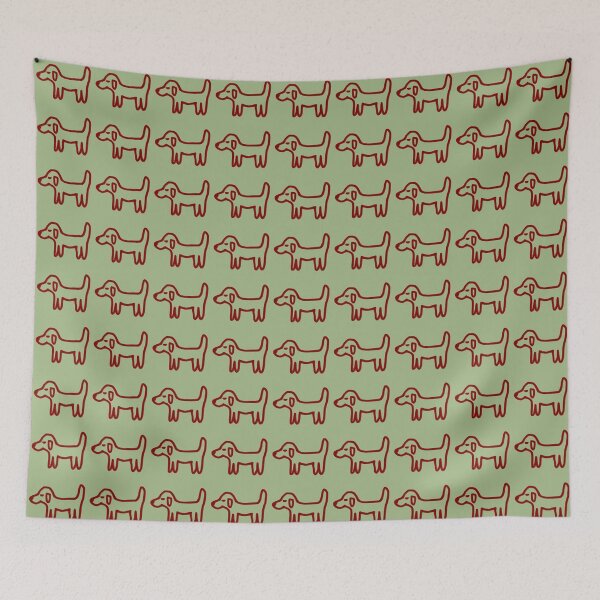 Item preview, Minimal Dog with reddish-brown outline on pale olive green – Reduced line dog designed and sold by Vision Illustrated.