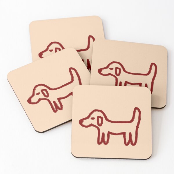 Item preview, Minimal Dog with reddish-brown outline on apricot – Reduced line dog designed and sold by Vision Illustrated.