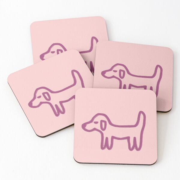 Item preview, Minimal Dog with purple outline on salmon pink – Reduced line dog designed and sold by Vision Illustrated.