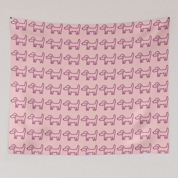 Item preview, Minimal Dog with purple outline on salmon pink – Reduced line dog designed and sold by Vision Illustrated.