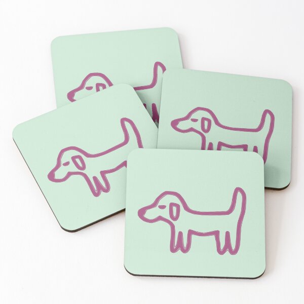 Item preview, Minimal Dog with purple outline on pastel green – Reduced line dog designed and sold by Vision Illustrated.