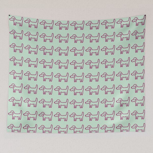Item preview, Minimal Dog with purple outline on pastel green – Reduced line dog designed and sold by Vision Illustrated.