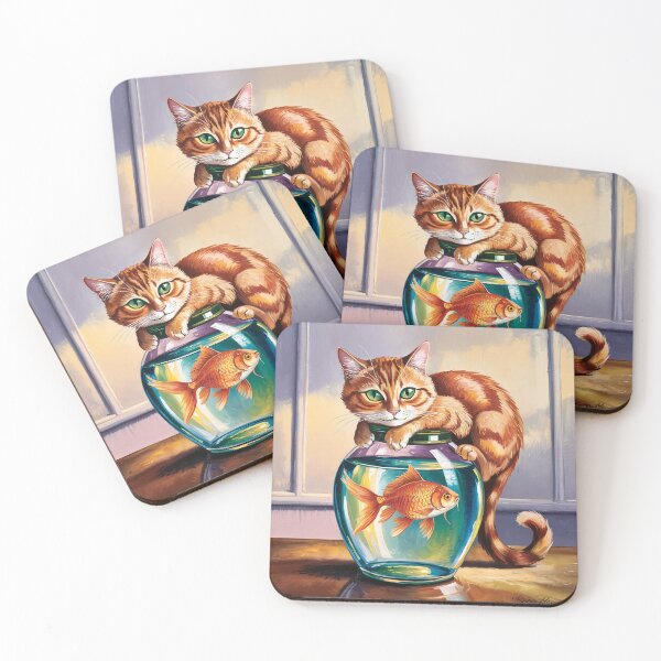 Item preview, Ginger cat and Fish Inspired By Henri Matisse Painting designed and sold by Tamas Das.