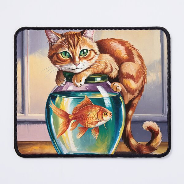 Item preview, Ginger cat and Fish Inspired By Henri Matisse Painting designed and sold by Tamas Das.