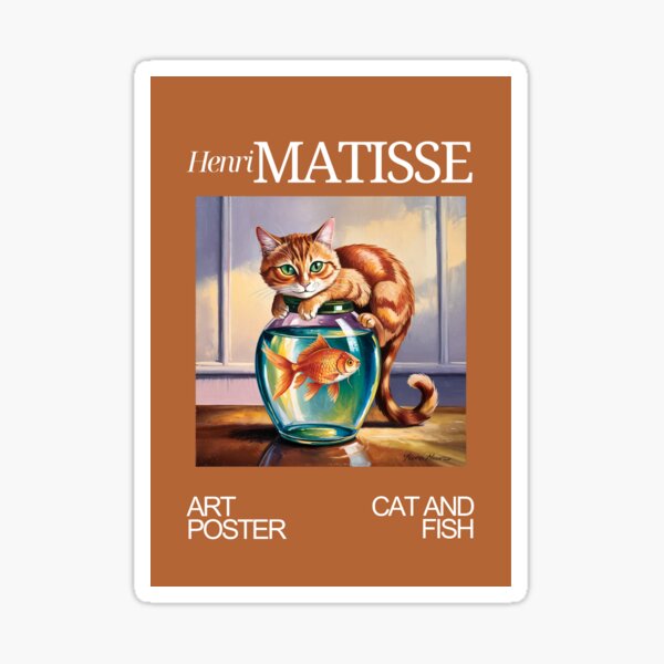 Item preview, Ginger cat and Fish Inspired By Henri Matisse Painting designed and sold by Tamas Das.