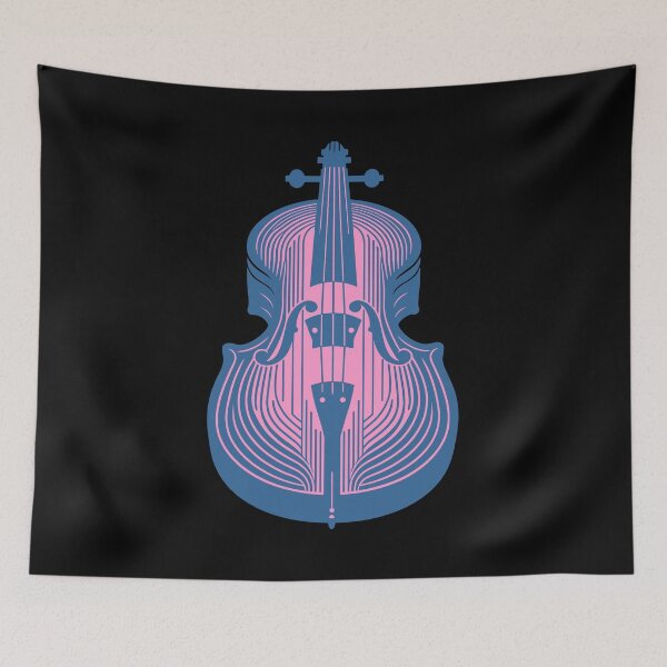 Item preview, Retro Pink and Blue Cello Art designed and sold by BRU Design.
