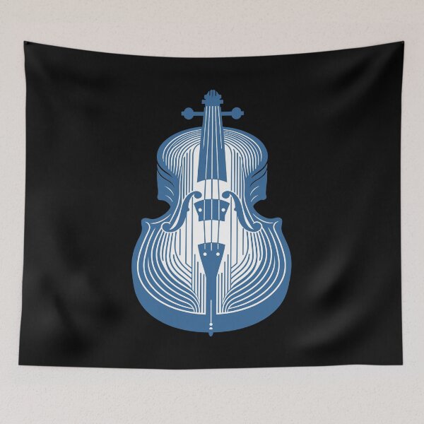 Item preview, Blue and White Cello Line Art designed and sold by BRU Design.