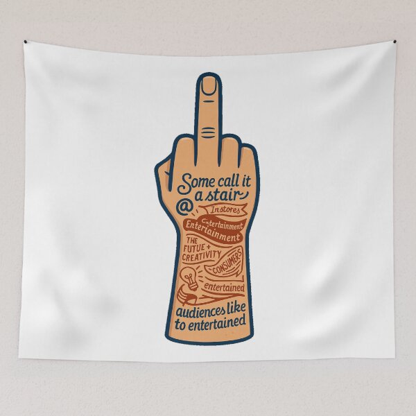 Item preview, Middle Finger Infographic – Satirical Pop Art on Entertainment & Consumer Culture designed and sold by BeUniqueCo.