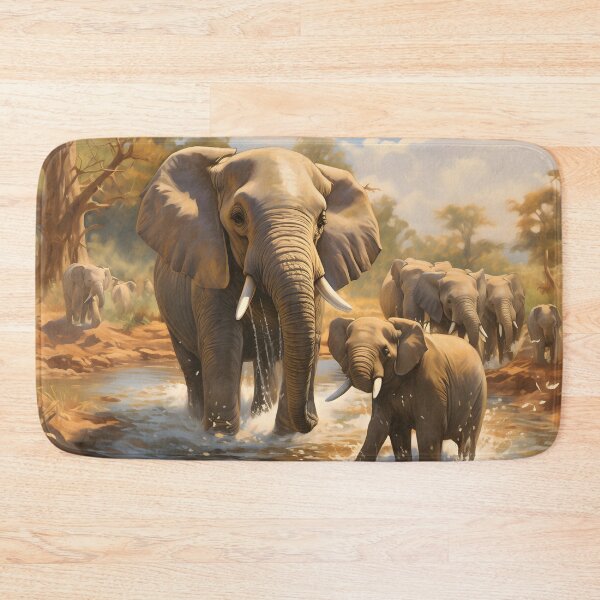Item preview, Gentle Giants at Play: The Elephant Water Dance designed and sold by DrawnThreads.