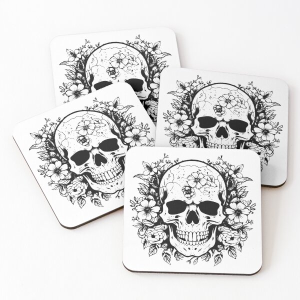 Item preview, Floral Skull Gothic Flower Wreath Bloom Death Halloween  designed and sold by inkoutninja.