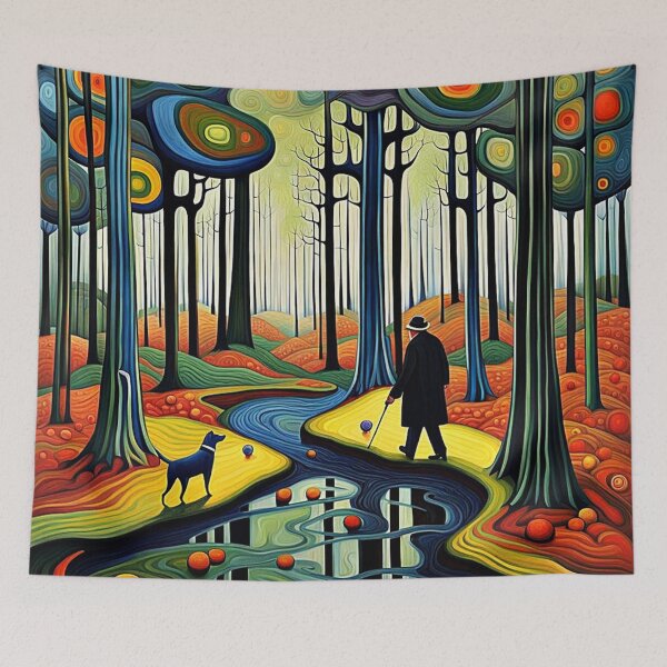 Item preview, Dog observes man in forest designed and sold by George Hutton Hunter.