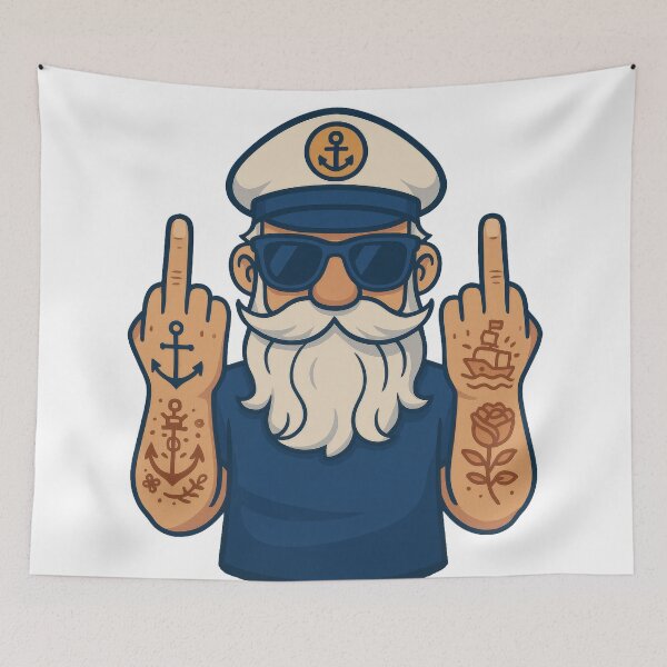 Item preview, Rebel Sailor Captain – Funny Tattooed Sea Dude with Attitude designed and sold by BeUniqueCo.