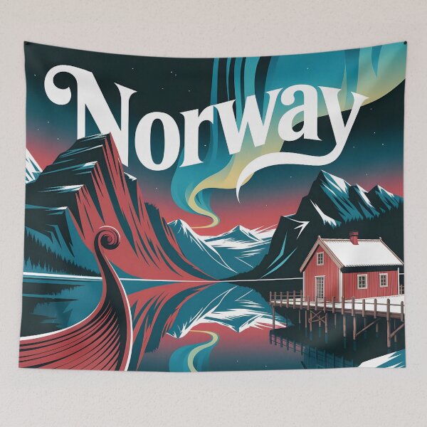 Item preview, Norway Travel Poster: Vintage Fjords & Norse Heritage designed and sold by LSVart.