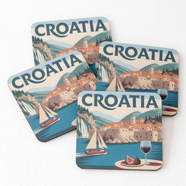 Item preview, Croatia Vintage Travel Poster: Dubrovnik Coastal Escape designed and sold by LSVart.
