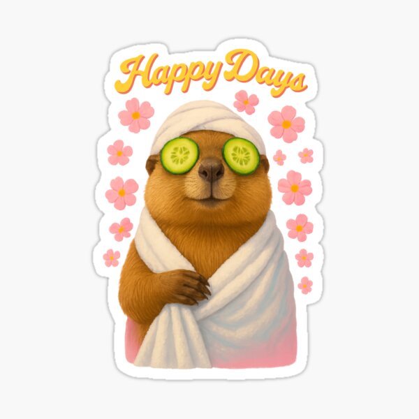 Item preview, Happy Days Marmot Spa Vibes – Cute Relaxation Illustration designed and sold by bi4891.