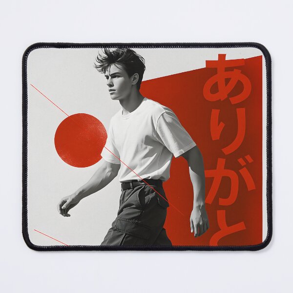 Item preview, Japanese Streetwear Poster – Modern Editorial Wall Art with 'Arigatou' Typography & Minimalist Red Design designed and sold by AbstractAuraArt.
