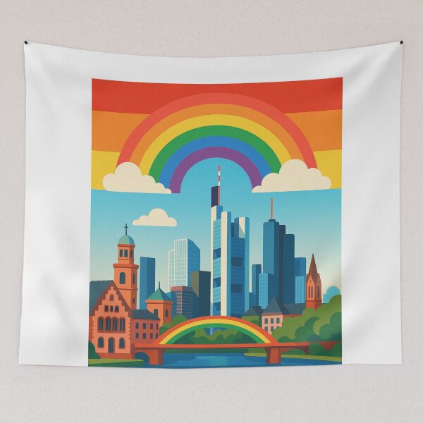Item preview, Frankfurt Cityscape with Gay Pride and Modern Skyline designed and sold by Aryabek.
