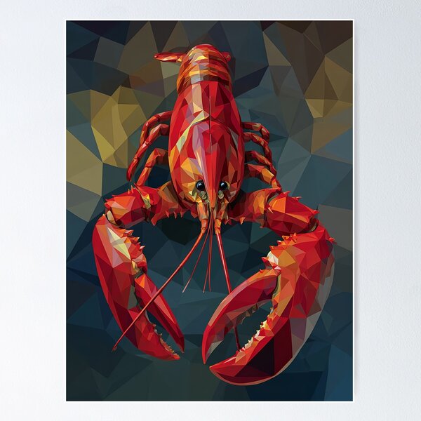 Aperçu de l'œuvre Art cubiste d'un homard rouge créée et vendue par AmoebaPress.