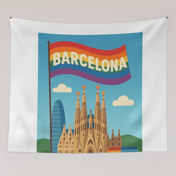 Item preview, Barcelona Skyline with Rainbow Pride and Sagrada Família designed and sold by Aryabek.