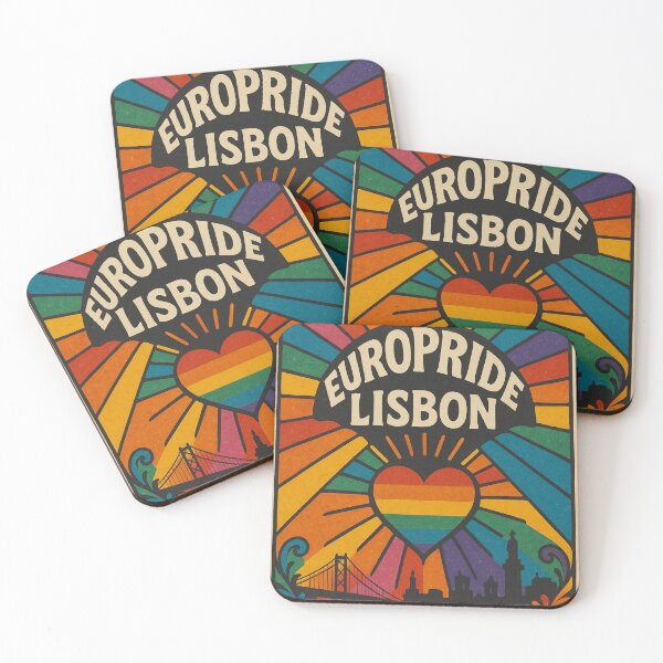 Item preview, Lisbon EuroPride Gay with Rainbow Heart and Silhouette designed and sold by Aryabek.