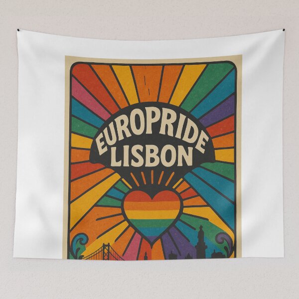 Item preview, Lisbon EuroPride Gay with Rainbow Heart and Silhouette designed and sold by Aryabek.