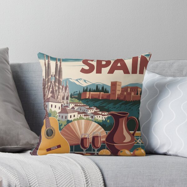 Aperçu de l'œuvre Espagne : affiche de voyage vintage de monuments emblématiques et d'une culture dynamique créée et vendue par LSVart.