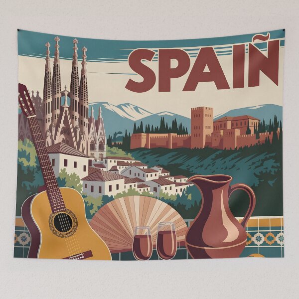 Item preview, Spain: Vintage Travel Poster of Iconic Landmarks and Vibrant Culture designed and sold by LSVart.