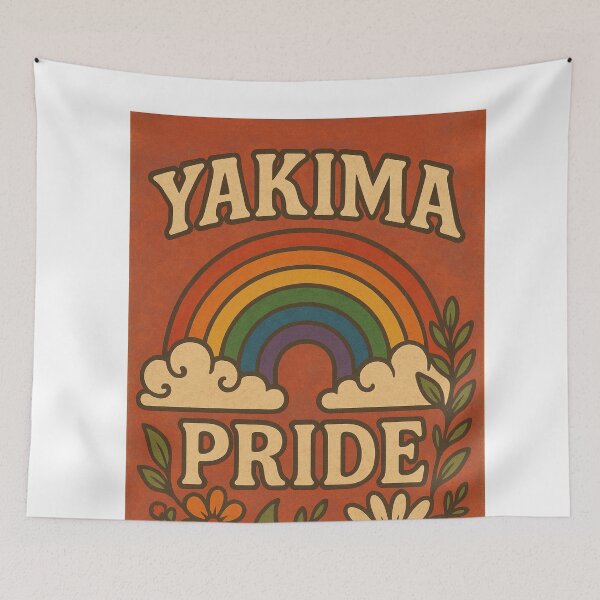 Item preview, Yakima Pride Gay Rainbow with Flowers and Folk Art Vibe designed and sold by Aryabek.