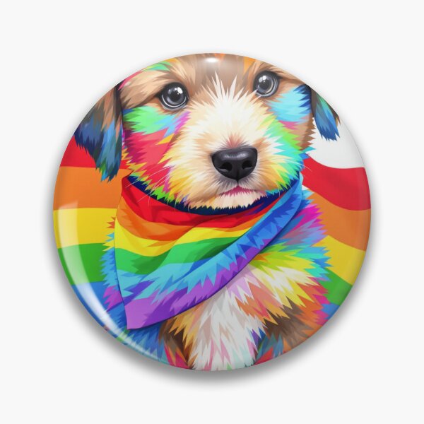 Item preview, Pride Pup – Rainbow Dog with Flag Bandana designed and sold by Red_5.
