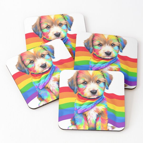 Item preview, Pride Pup – Rainbow Dog with Flag Bandana designed and sold by Red_5.