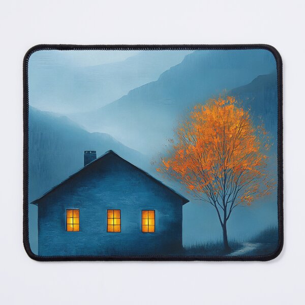 Item preview, Mysterious House with Autumn Tree in Foggy Landscape designed and sold by Artessie.