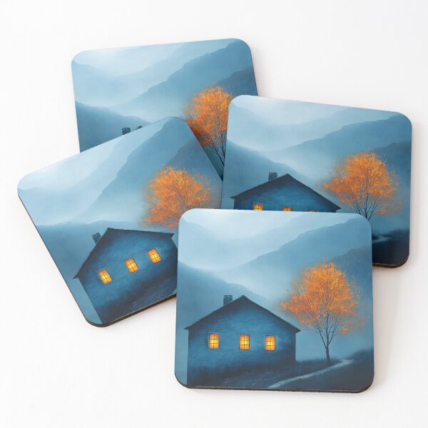 Item preview, Mysterious House with Autumn Tree in Foggy Landscape designed and sold by Artessie.
