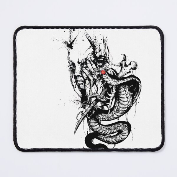 Item preview, Snake pierced by a bone with a masked person in the background designed and sold by Elfonso.