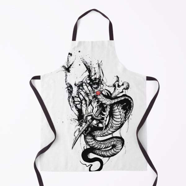 Item preview, Snake pierced by a bone with a masked person in the background designed and sold by Elfonso.