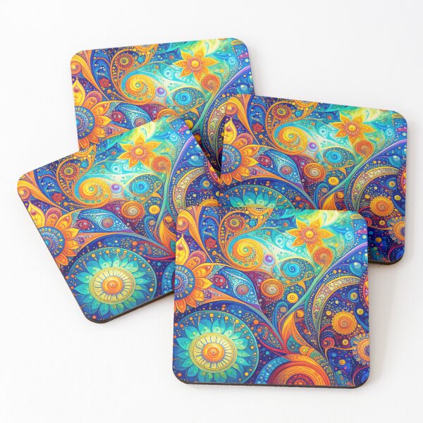 Item preview, The circular pattern of colorful flowers reduces the strange pattern to resemble the waves under the sea. designed and sold by PattaZone.