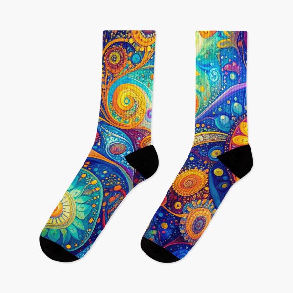 Item preview, The circular pattern of colorful flowers reduces the strange pattern to resemble the waves under the sea. designed and sold by PattaZone.