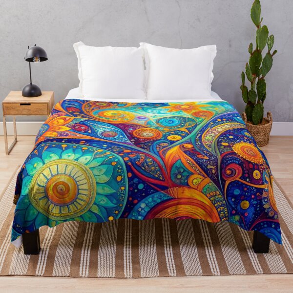 Item preview, The circular pattern of colorful flowers reduces the strange pattern to resemble the waves under the sea. designed and sold by PattaZone.
