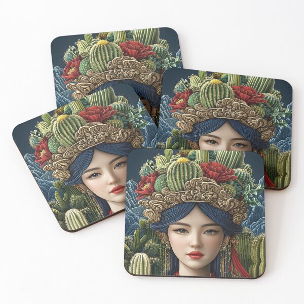Item preview, Cactus Flower Queen in a Desert Paradise Landscape designed and sold by Artessie.