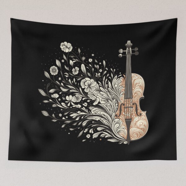 Item preview, Floral Cello Botanical Swirl Art designed and sold by BRU Design.