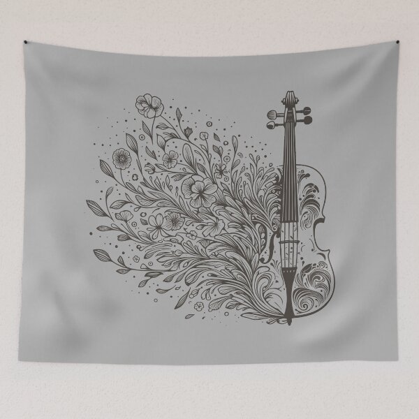 Item preview, Floral Cello Swirl Silhouette Art designed and sold by BRU Design.