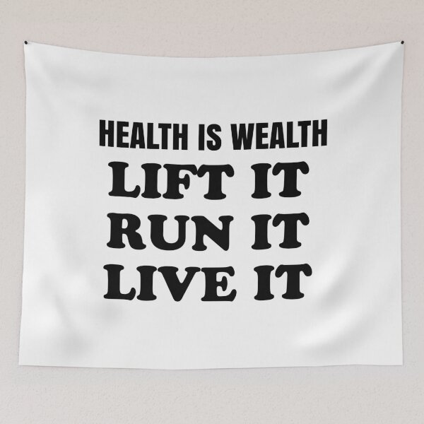Item preview, Health Is Wealth Lift It Run It Live It | Gym Fitness Motivation Quote designed and sold by MONTRIS.
